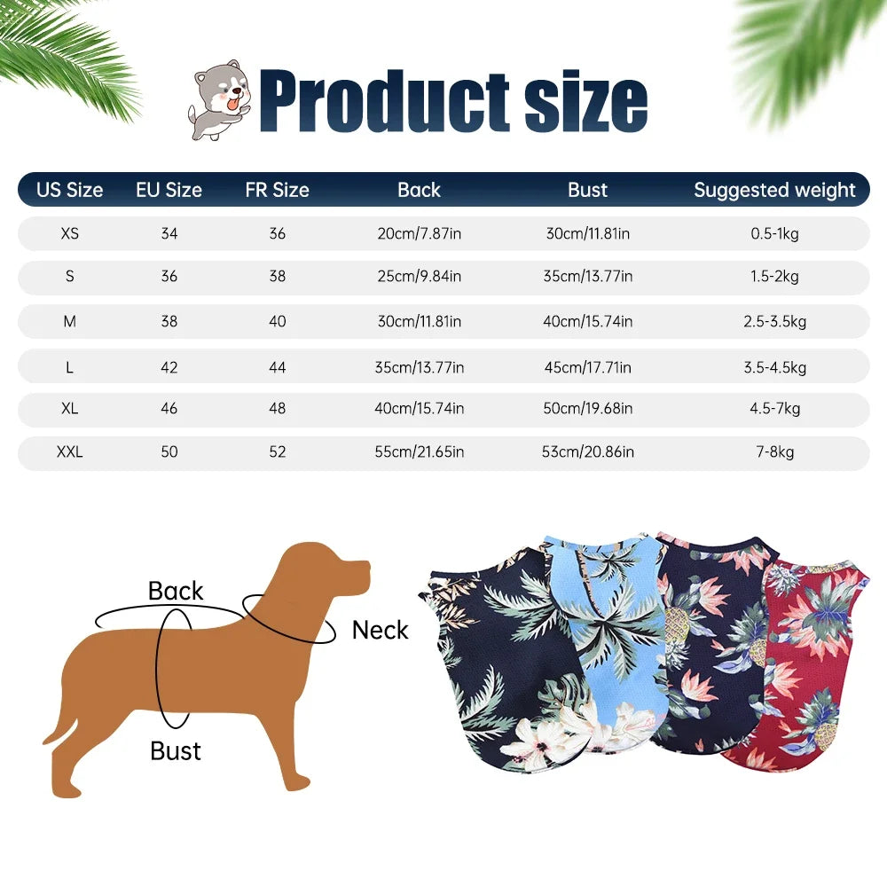 Clothes for Small Medium Big Large Dogs T-Shirt for Dogs Hawaiian Shirt Summer Fashion Print Pet Clothing Xxl Dog Clothes Puppy